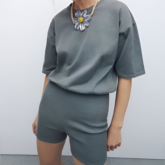 Zara Fitted Shorts Romper - Picture 1 of 6